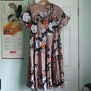 Banned dusky pink floral vintage style dress